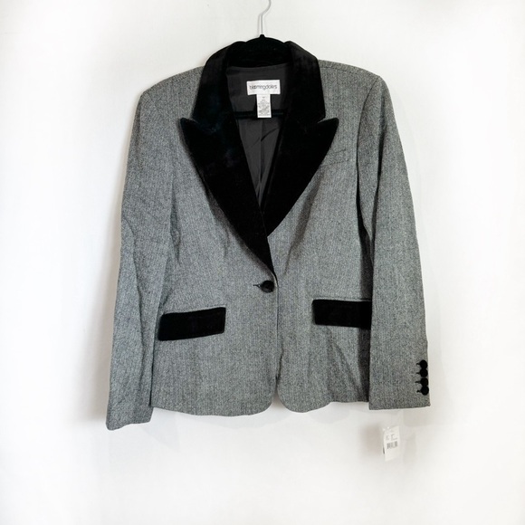 Bloomingdale's Herringbone Blazer Jacket Size 12 - Picture 2 of 8